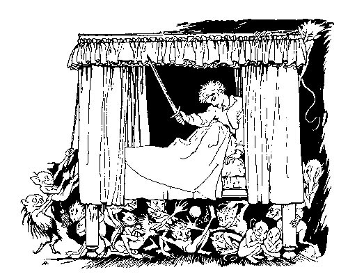 He heard the bogles striving under the bed He heard the bogles striving under the bed