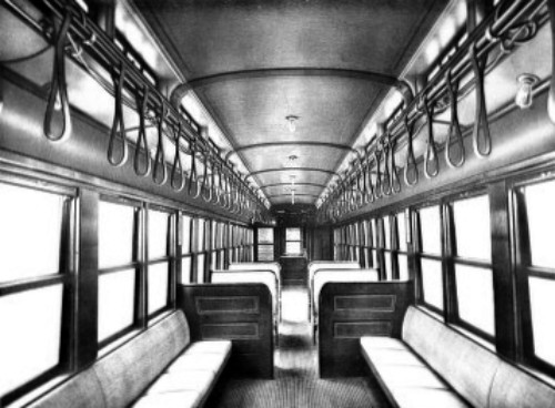 INTERIOR VIEW OF PROTECTED WOODEN CAR