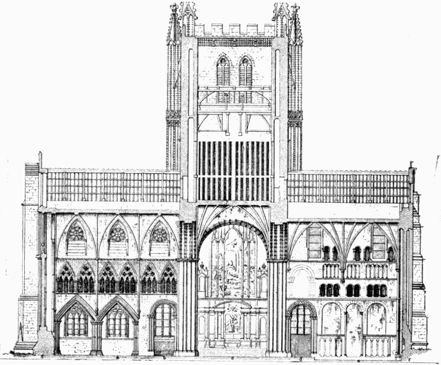 SECTION THROUGH TOWER AND TRANSEPTS. Illustration: SECTION THROUGH TOWER AND TRANSEPTS.