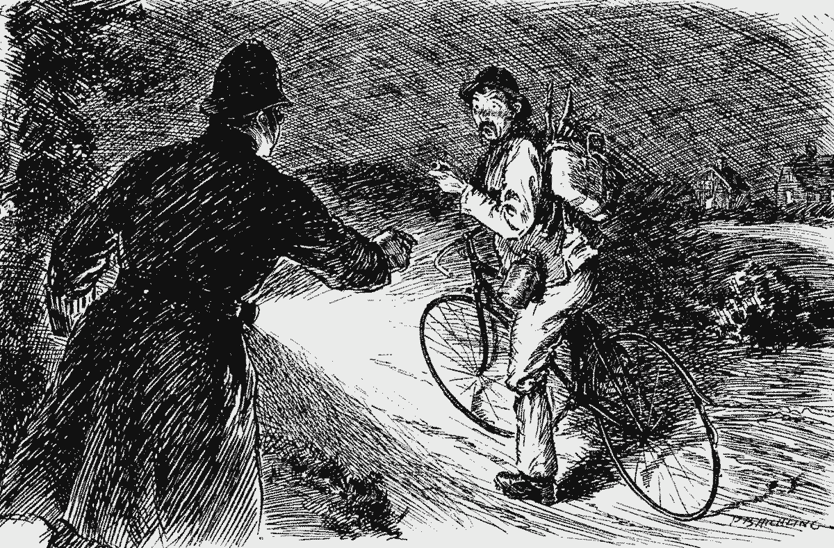 Cyclist taking initiative on being
caught without a light