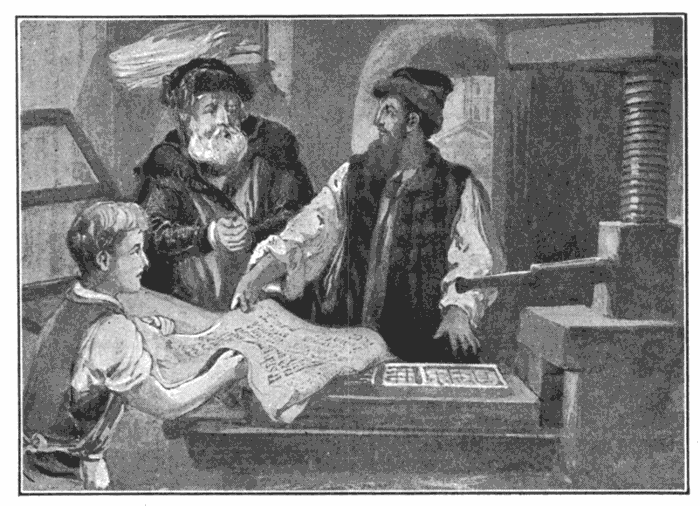 Gutenberg Printing The Bible Illustration.