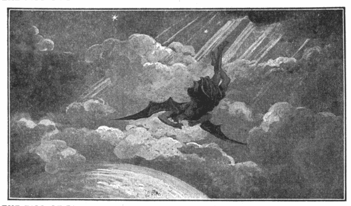 The Fall Of Satan. "I beheld Satan as lightning fall from heaven." Luke 10:18. Illustration.
