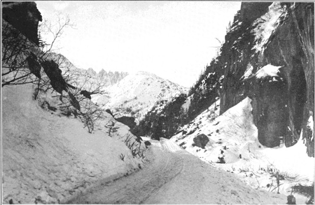 Copyright by E. A. Hegg, Juneau

Courtesy of Webster & Stevens, Seattle

Road through Cut-off Canyon
