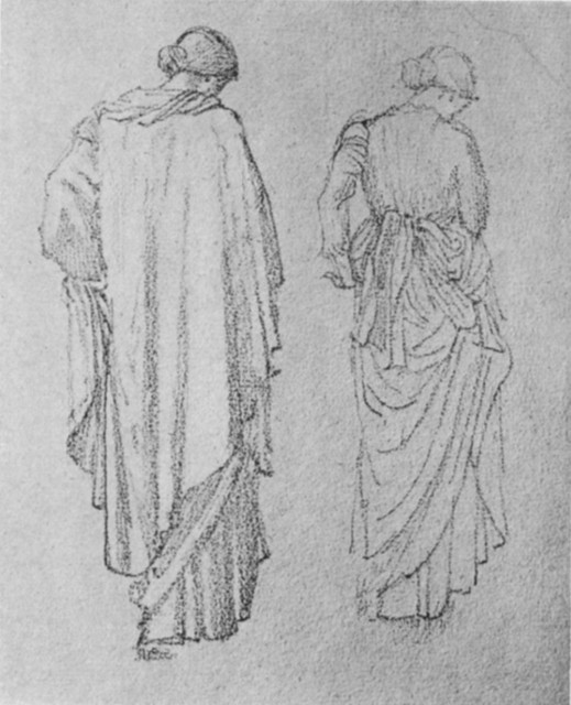 Studies of Draped Figures, Pencil Drawing. Sir Edward Burne-Jones, English, 1833-1898 Studies of Draped Figures, Pencil Drawing. Sir Edward Burne-Jones, English, 1833-1898