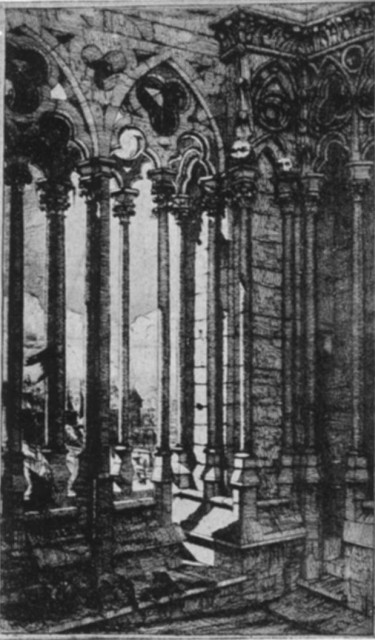 La Gallerie Notre-Dame, Etching by Meryon, 1821-1868 La Gallerie Notre-Dame, Etching by Meryon, 1821-1868