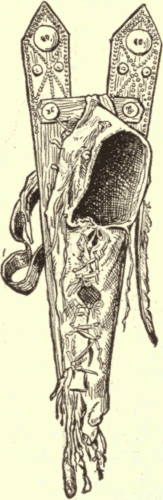Blackfeet Cradle, Made of Lattice-work and Leather. (After Mason.) Illustration.