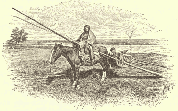 Blackfoot Squaw Traveling. Illustration.