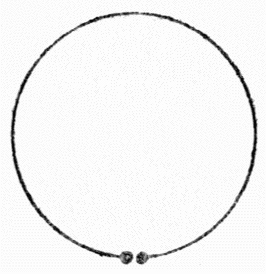 Fig. 7.
Hertz "Detector."
It was with this simple
apparatus that Hertz discovered
how to detect the
"wireless waves."