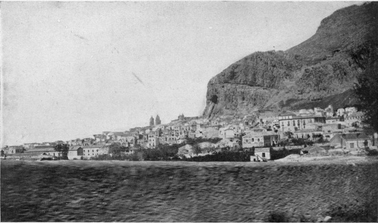 Cefalù, across the fields from a car-window of the fast
Palermo express.