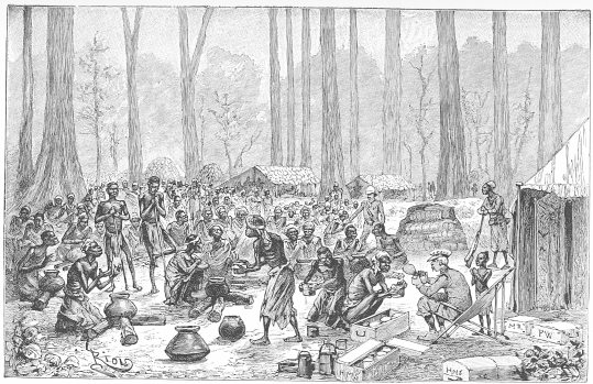 STARVATION CAMP: SERVING OUT MILK AND BUTTER FOR BROTH. STARVATION CAMP: SERVING OUT MILK AND BUTTER FOR BROTH.