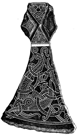Fig. 78.—Axe-head inlaid with silver, from the Mammen How, Denmark.